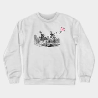 Retro Style Romantic Bike Ride, Valentine's Day Illustration Crewneck Sweatshirt